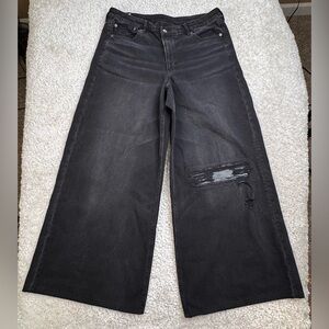 American Eagle Super High Rise Ultra Wide Leg Black Jeans. 12 Long